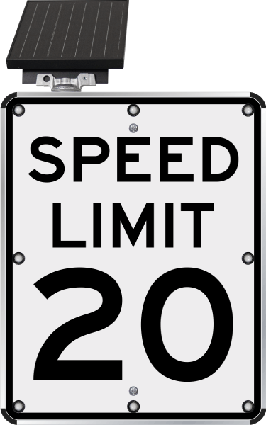 20 MPH LED Solar Speed Limit Sign