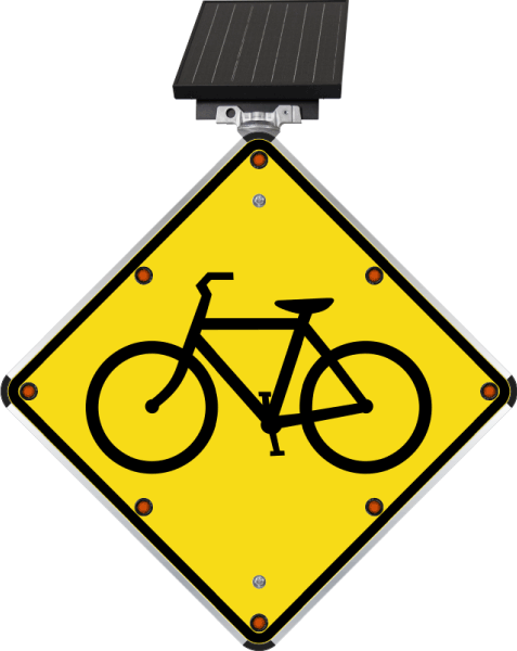 LED Solar Bicycle Traffic Warning Sign
