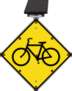 LED Solar Bicycle Traffic Warning Sign