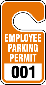 Orange Employee Parking Permit Tags