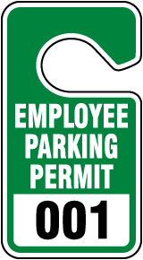 Green Employee Parking Permit Tag