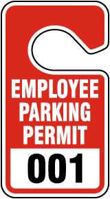 Red Employee Parking Permit Tag
