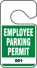 Green Employee Parking Permit Tag