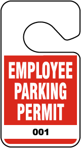 Red Employee Parking Permit Tag
