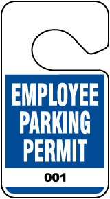 Blue Employee Parking Permit Tag