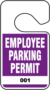 Purple Employee Parking Permit Tag
