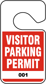 Red Visitor Parking Permit Tag