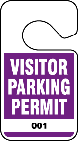 Purple Visitor Parking Permit Tag