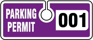 Purple Parking Permit Tags