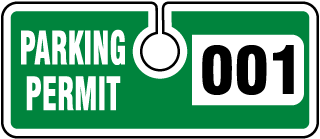 Green Parking Permit Tags