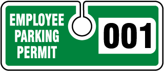 Green Employee Parking Permit Tag