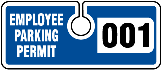 Blue Employee Parking Permit Tag