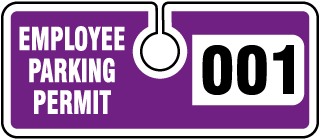 Purple Employee Parking Permit Tag