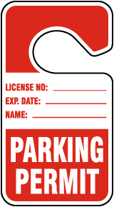 Red Parking Permit Tags