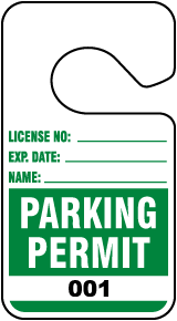 Green Parking Permit Tags