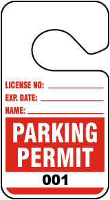 Red Parking Permit Tags