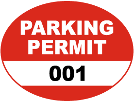 Red Parking Permit Sticker