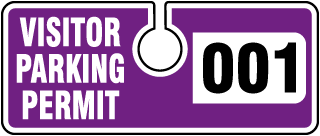 Purple Visitor Parking Permit Tag