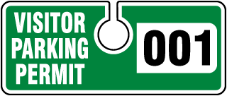 Green Visitor Parking Permit Tag