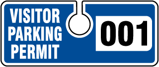 Blue Visitor Parking Permit Tag