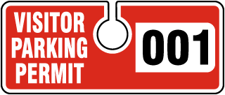 Red Visitor Parking Permit Tag