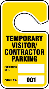 Temporary Visitor/ Contractor Parking Tag